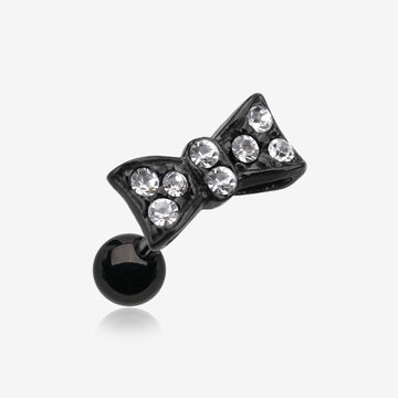 Blackline Flap Bow Tie Cartilage Earring-Clear